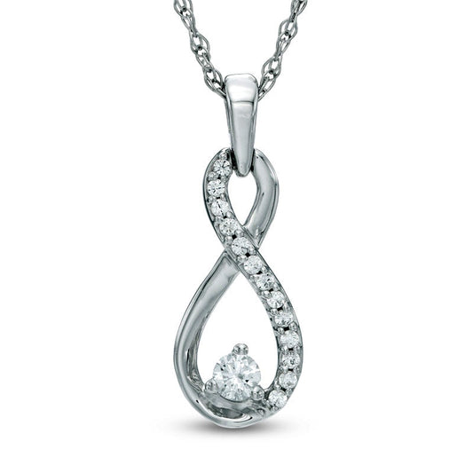 0.17 CT. T.W. Natural Diamond Infinity Pendant in 10K White Gold