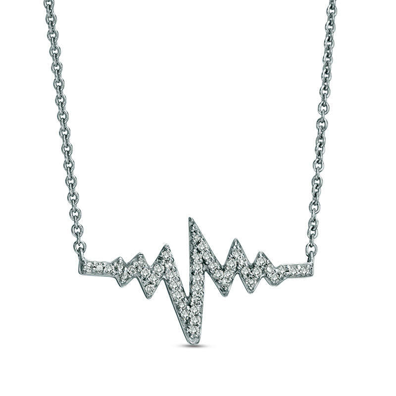 0.17 CT. T.W. Natural Diamond Heartbeat Necklace in Sterling Silver