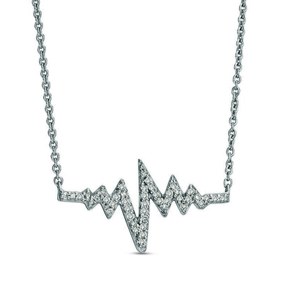 0.17 CT. T.W. Natural Diamond Heartbeat Necklace in Sterling Silver