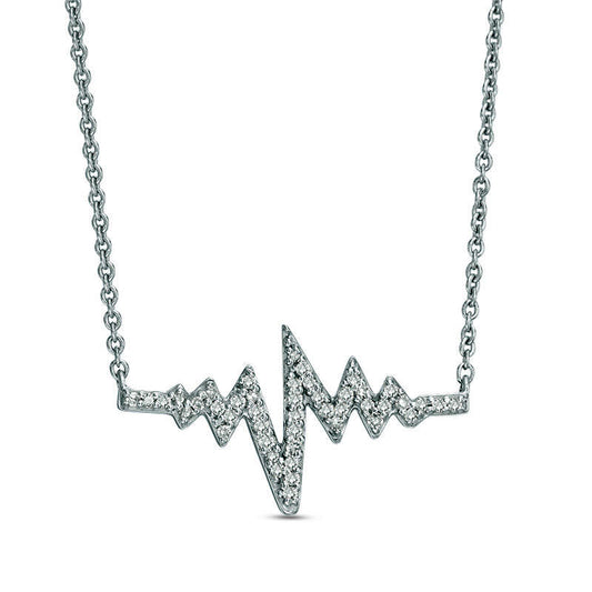0.17 CT. T.W. Natural Diamond Heartbeat Necklace in Sterling Silver