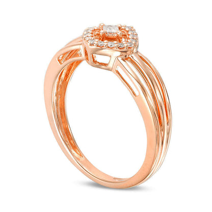 0.13 CT. T.W. Princess-Cut Natural Diamond Open Cushion Frame Ring in Solid 10K Rose Gold