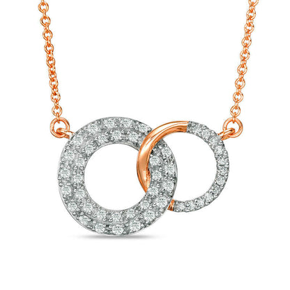 0.25 CT. T.W. Natural Diamond Interlocking Circles Necklace in 14K Rose Gold