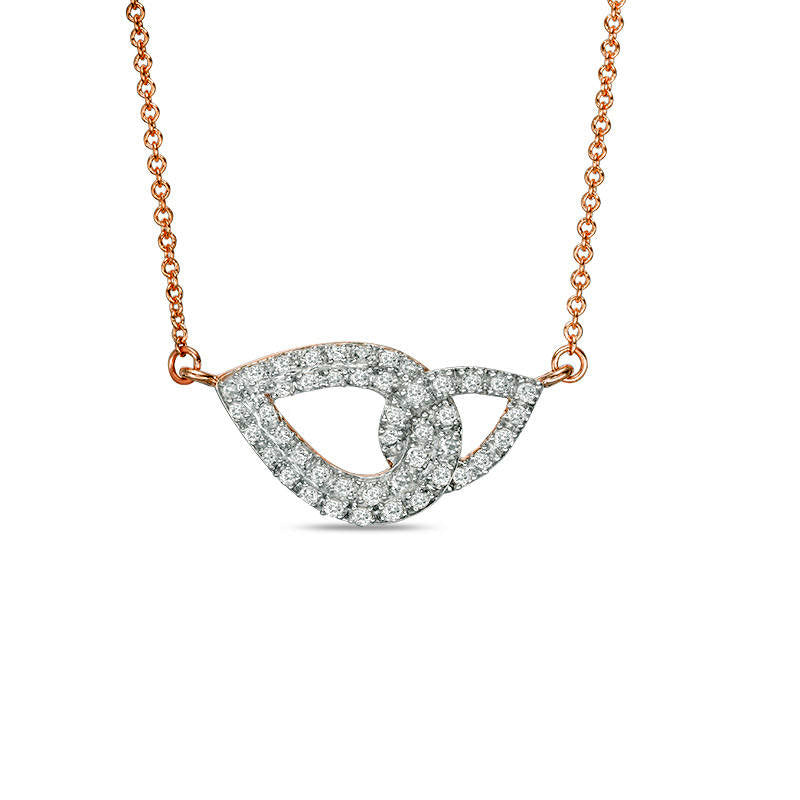 0.25 CT. T.W. Natural Diamond Interlocking Teardrops Necklace in 14K Rose Gold