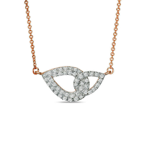 0.25 CT. T.W. Natural Diamond Interlocking Teardrops Necklace in 14K Rose Gold