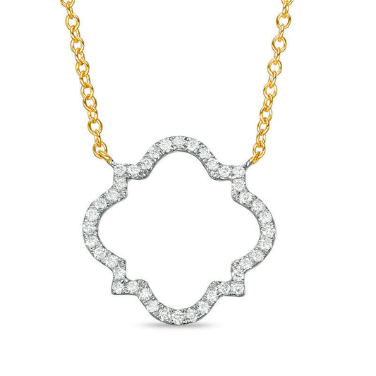 0.2 CT. T.W. Natural Diamond Quatrefoil Outline Necklace in 14K Gold