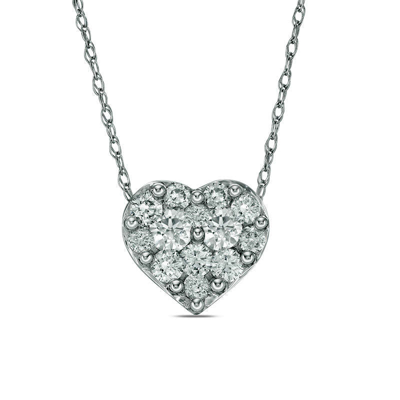 0.38 CT. T.W. Composite Natural Diamond Heart Pendant in 10K White Gold