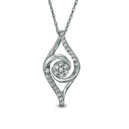 0.17 CT. T.W. Composite Natural Diamond Swirl Marquise Pendant in 10K White Gold