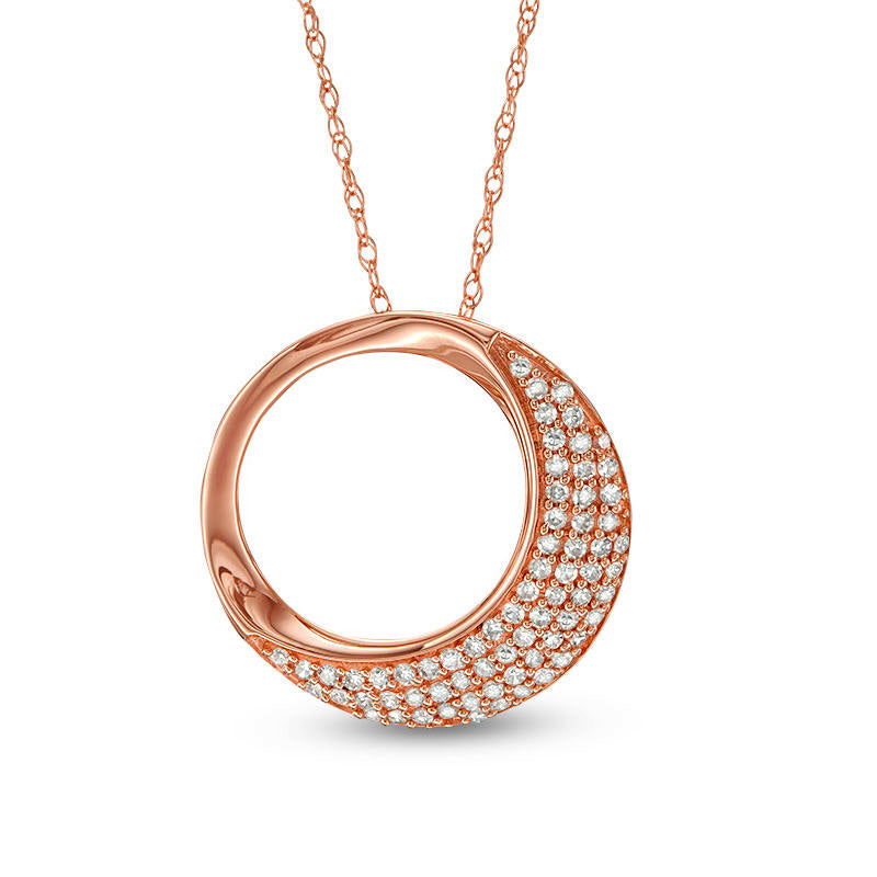 0.25 CT. T.W. Natural Diamond Open Circle Pendant in 10K Rose Gold