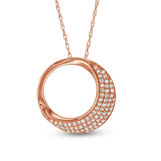 0.25 CT. T.W. Natural Diamond Open Circle Pendant in 10K Rose Gold