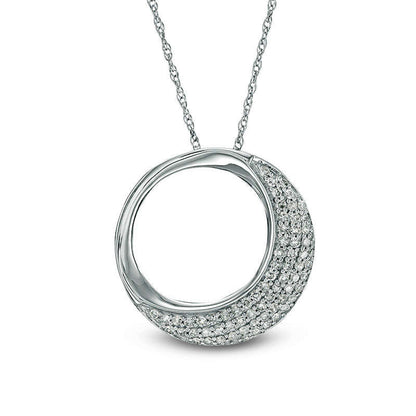 0.25 CT. T.W. Natural Diamond Open Circle Pendant in 10K White Gold