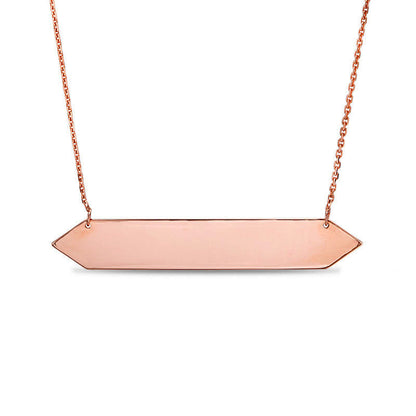 Elongated Hexagon Bar Necklace in 14K Rose Gold