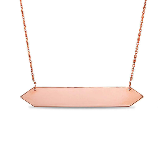 Elongated Hexagon Bar Necklace in 14K Rose Gold