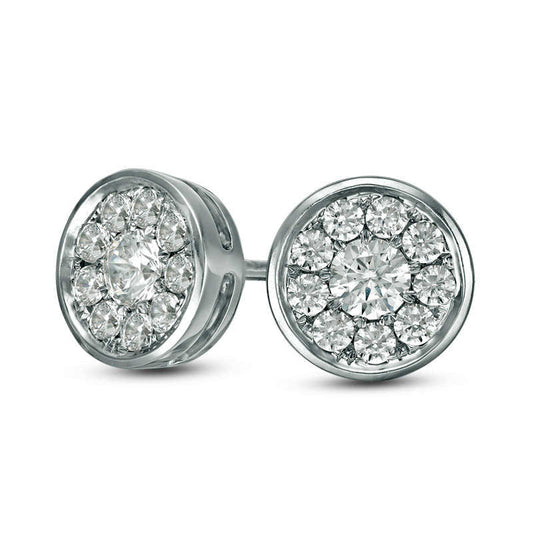 0.5 CT. T.W. Diamond Frame Stud Earrings in 10K White Gold