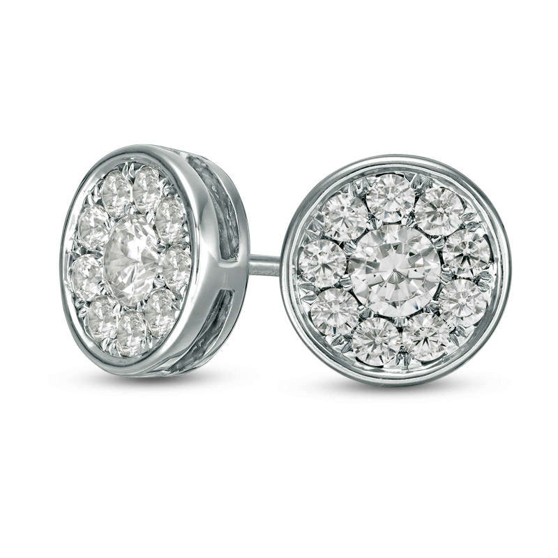 0.75 CT. T.W. Diamond Frame Stud Earrings in 10K White Gold