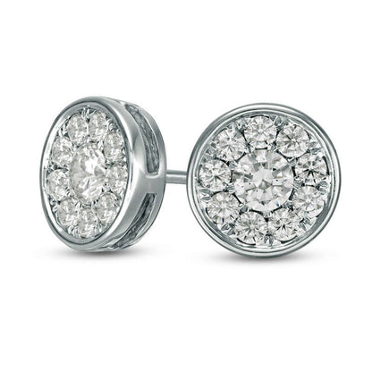 0.75 CT. T.W. Diamond Frame Stud Earrings in 10K White Gold