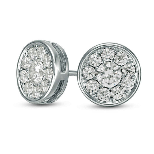 0.75 CT. T.W. Diamond Frame Stud Earrings in 10K White Gold