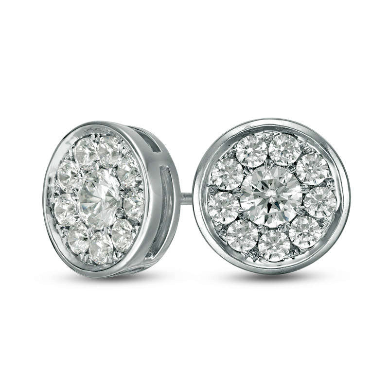 1 CT. T.W. Diamond Frame Stud Earrings in 10K White Gold