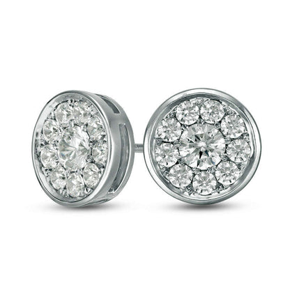 1 CT. T.W. Diamond Frame Stud Earrings in 10K White Gold