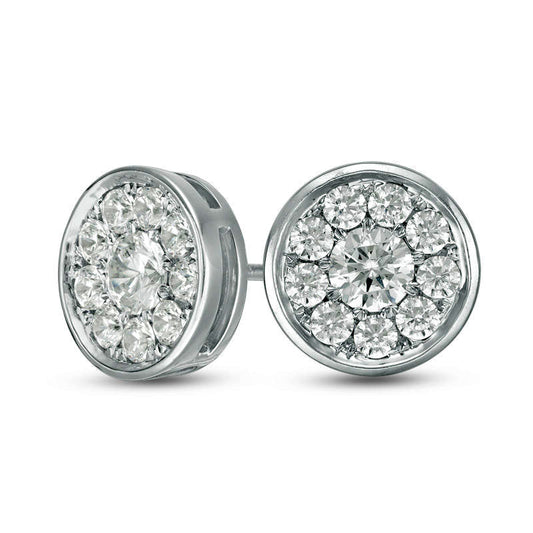 1 CT. T.W. Diamond Frame Stud Earrings in 10K White Gold