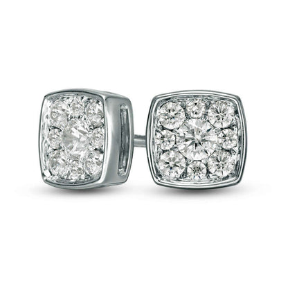0.33 CT. T.W. Diamond Cushion Frame Stud Earrings in 10K White Gold
