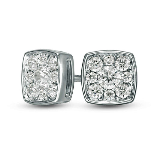 0.33 CT. T.W. Diamond Cushion Frame Stud Earrings in 10K White Gold