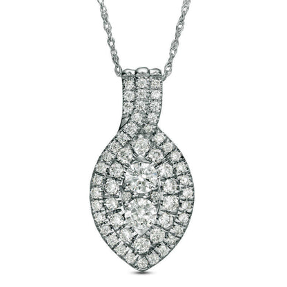 0.75 CT. T.W. Natural Diamond Double Marquise Frame Pendant in 10K White Gold