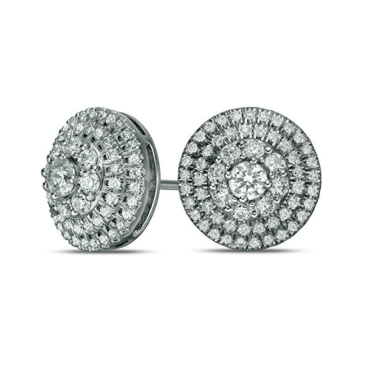 0.75 CT. T.W. Diamond Triple Frame Stud Earrings in 10K White Gold