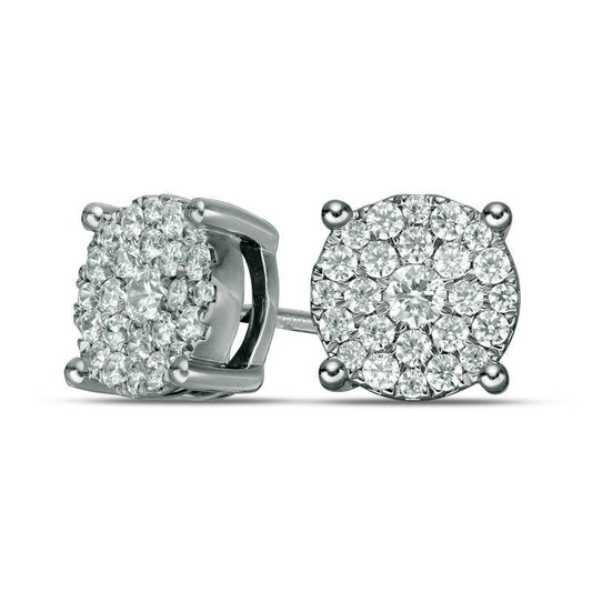 0.5 CT. T.W. Diamond Double Frame Stud Earrings in 10K White Gold