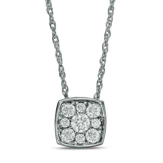 0.25 CT. T.W. Natural Diamond Cushion Frame Pendant in 10K White Gold