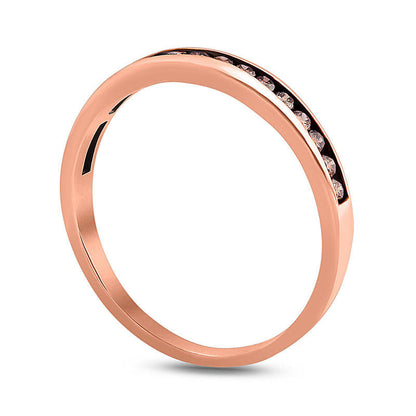 0.25 CT. T.W. Champagne Natural Diamond Channel-Set Anniversary Band in Solid 10K Rose Gold with Black Rhodium
