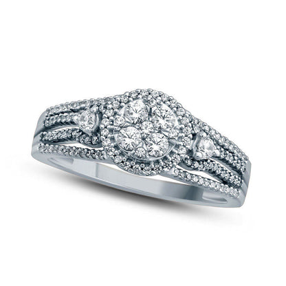 0.50 CT. T.W. Composite Natural Diamond Frame Engagement Ring in Solid 10K White Gold
