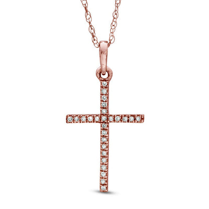 Natural Diamond Accent Cross Pendant in 10K Rose Gold