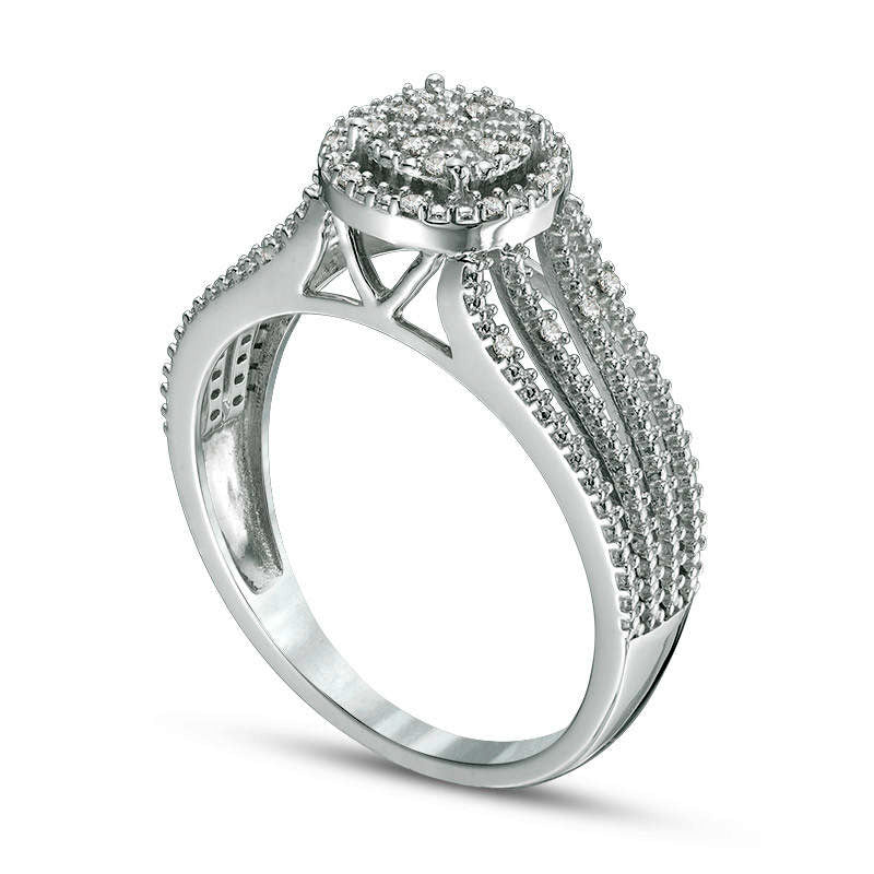 0.07 CT. T.W. Natural Diamond Frame Multi-Row Split Shank Ring in Sterling Silver