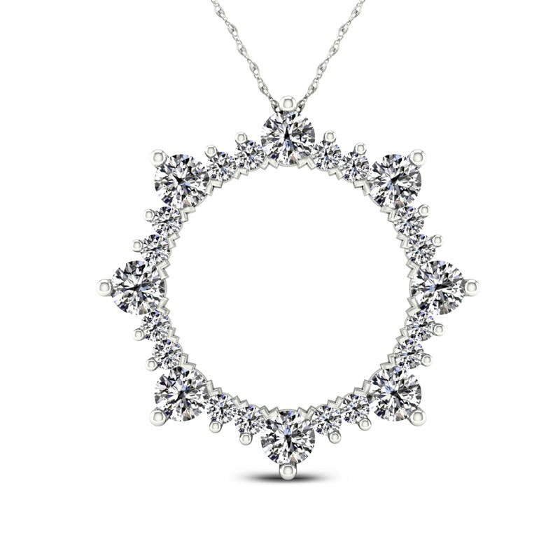 1 CT. T.W. Natural Diamond Open Sunburst Pendant in 10K White Gold