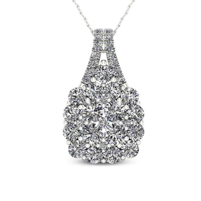 1.88 CT. T.W. Composite Natural Diamond Cushion Frame Pendant in 14K White Gold