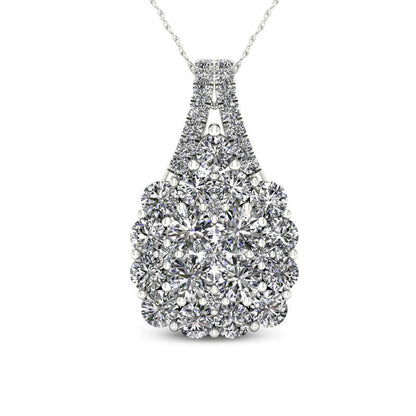 1.88 CT. T.W. Composite Natural Diamond Cushion Frame Pendant in 14K White Gold