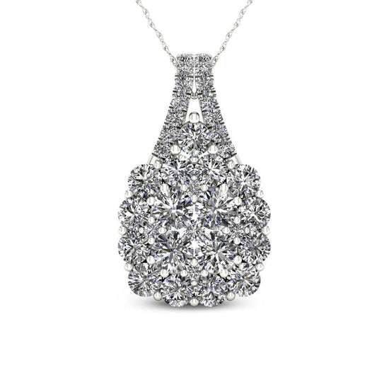 1.88 CT. T.W. Composite Natural Diamond Cushion Frame Pendant in 14K White Gold