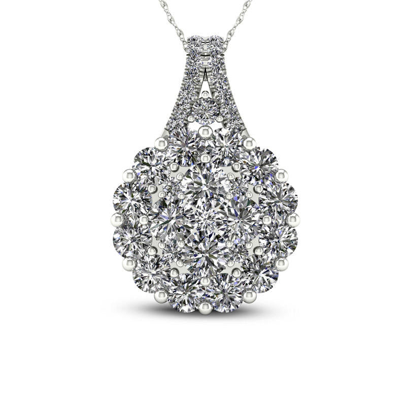1.5 CT. T.W. Composite Natural Diamond Frame Pendant in 14K White Gold