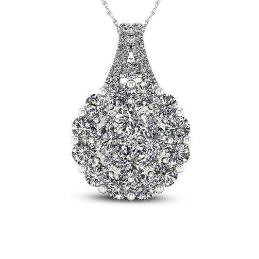 1.5 CT. T.W. Composite Natural Diamond Frame Pendant in 14K White Gold