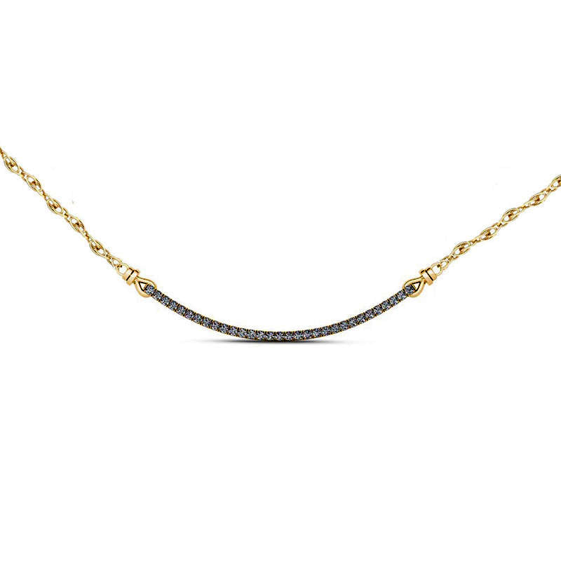 0.25 CT. T.W. Natural Diamond Curved Bar Necklace in 10K Yellow Gold