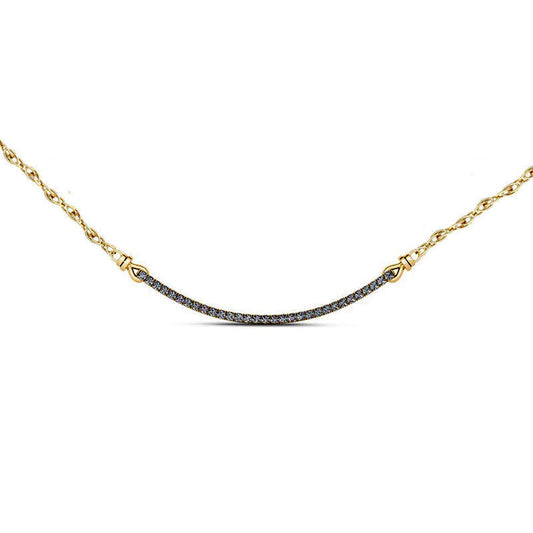 0.25 CT. T.W. Natural Diamond Curved Bar Necklace in 10K Yellow Gold