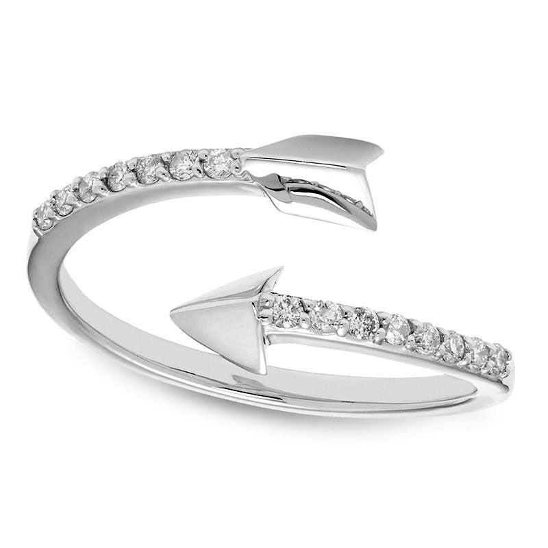 0.13 CT. T.W. Natural Diamond Arrow Wrap Ring in Solid 10K White Gold