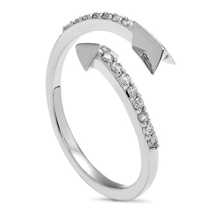 0.13 CT. T.W. Natural Diamond Arrow Wrap Ring in Solid 10K White Gold