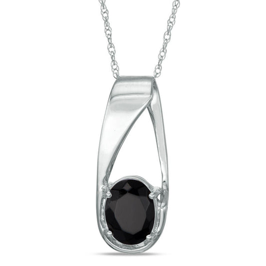 Oval Onyx Pendant in 10K White Gold