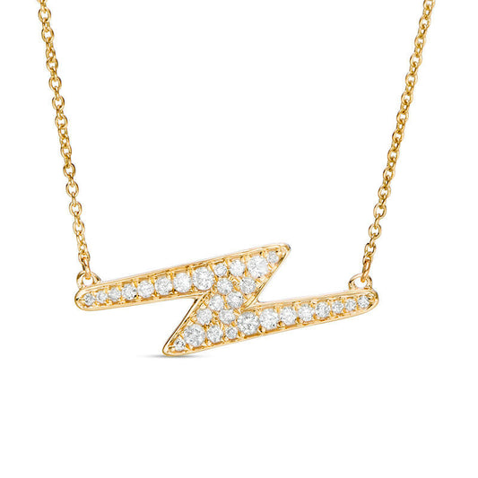 0.25 CT. T.W. Natural Diamond Lightning Bolt Necklace in 10K Yellow Gold