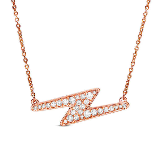 0.25 CT. T.W. Natural Diamond Lightning Bolt Necklace in 10K Rose Gold