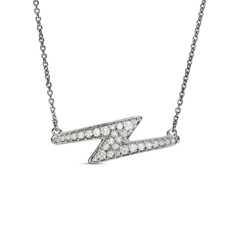 0.25 CT. T.W. Natural Diamond Lightning Bolt Necklace in 10K White Gold