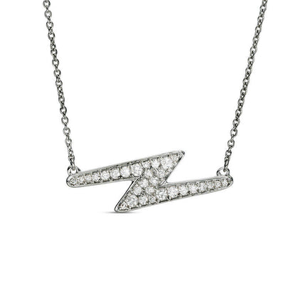 0.25 CT. T.W. Natural Diamond Lightning Bolt Necklace in 10K White Gold