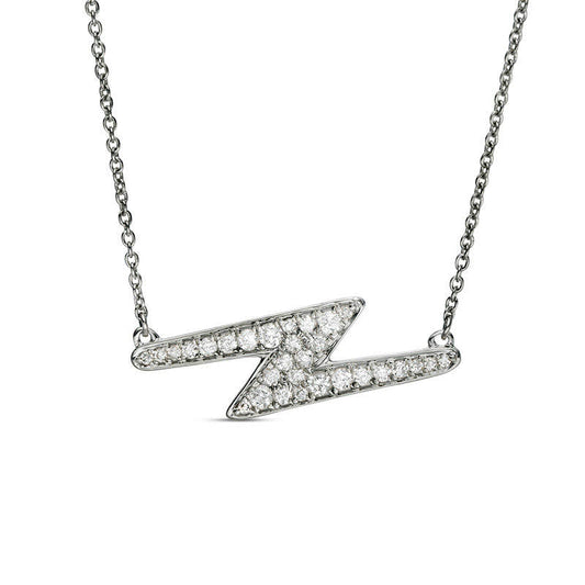0.25 CT. T.W. Natural Diamond Lightning Bolt Necklace in 10K White Gold