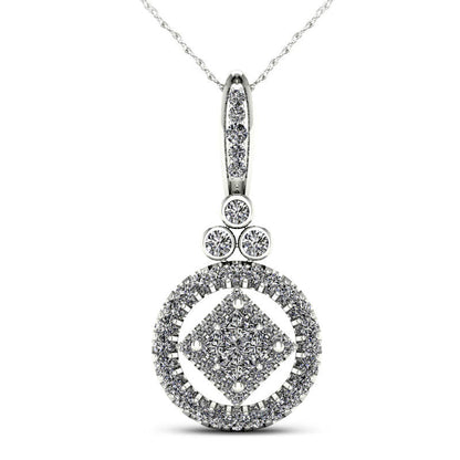 0.5 CT. T.W. Quad Princess-Cut Natural Diamond Frame Open Circle Pendant in 10K White Gold